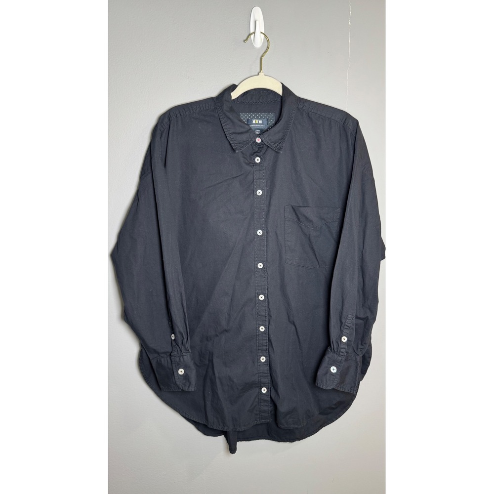Maeve by Anthropologie Black Cotton Button Down Shirt OB1671678 Large Womens